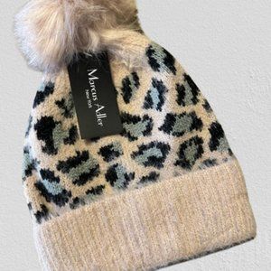 Pink Leopard Beanie with Pom  4247  NWT Boutique